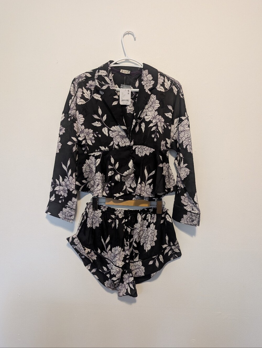 NWT Free People Intimately Beauty Sleep Satin Pajama Set Dusk Combo Floral XS